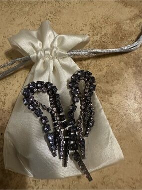 Crystal Drop Statement Earrings - Purple Crystals